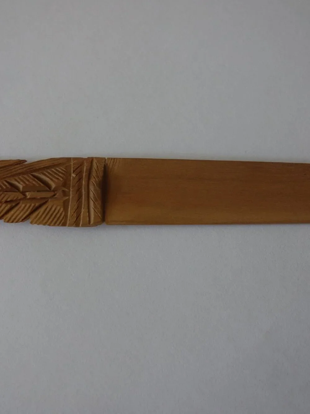 Vintage Carved Peacock Handle Wooden Letter Opener about 7.25